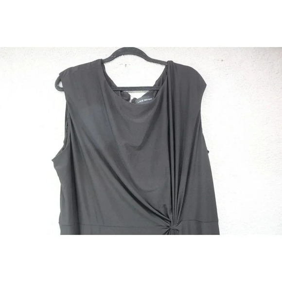 Lane Bryant Black Ruched Maxi Dress-Size 26/28-Side Slit-Back Zip - Picture 3 of 10